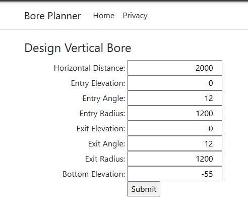 bore planner screenshot